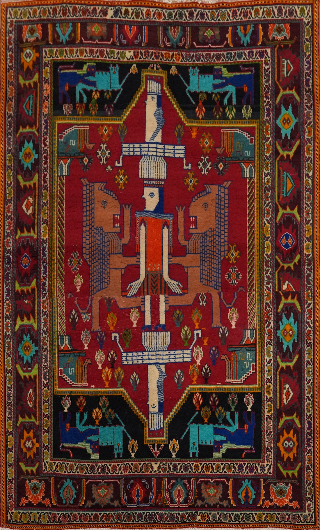 Handmade Wool Tribal Shiraz Persian Area Rug 5x8