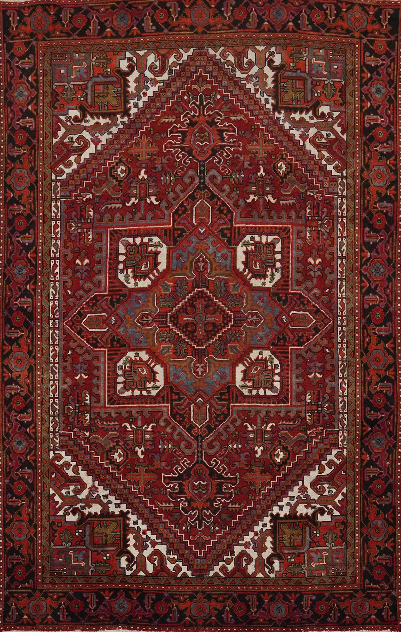 Red Geometric Heriz Persian Area Rug 8x11