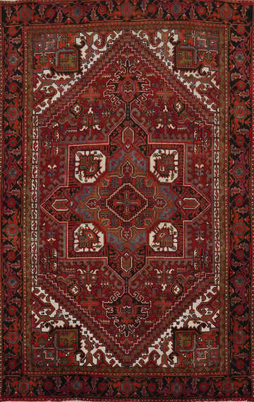 Red Geometric Heriz Persian Area Rug 8x11