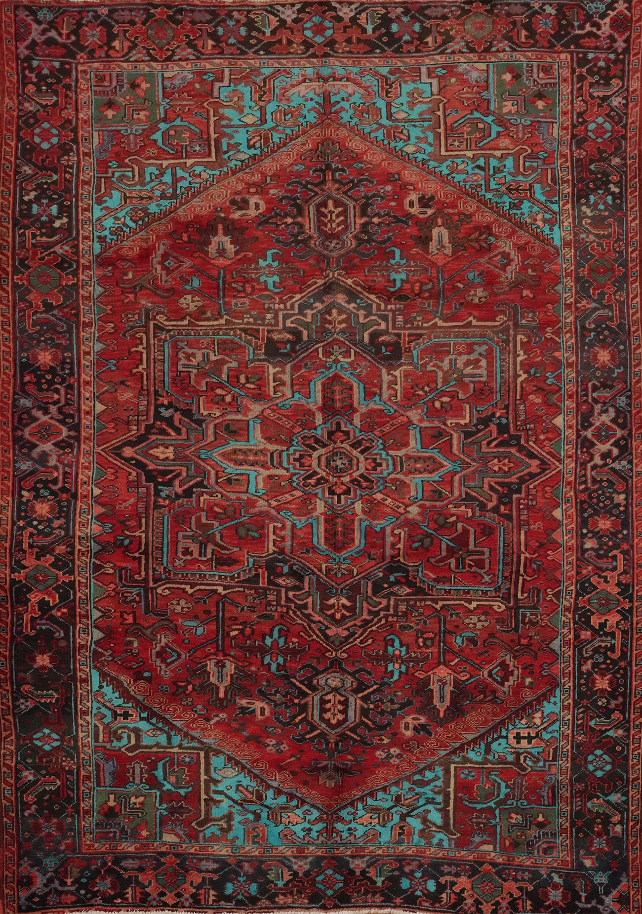 Handmade Wool Heriz Persian Area Rug 8x11