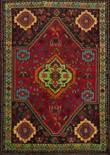 Vintage Wool Tribal Shiraz Persian Rug 4x6