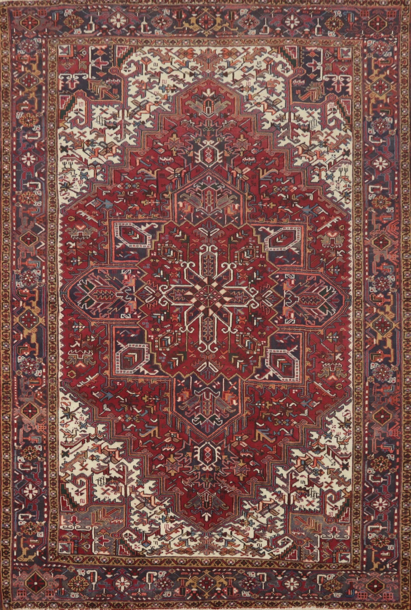 Vegetable Dye Red Heriz Persian Area Rug 7x10