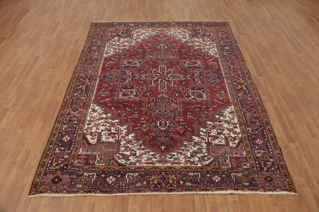 Vegetable Dye Red Heriz Persian Area Rug 7x10