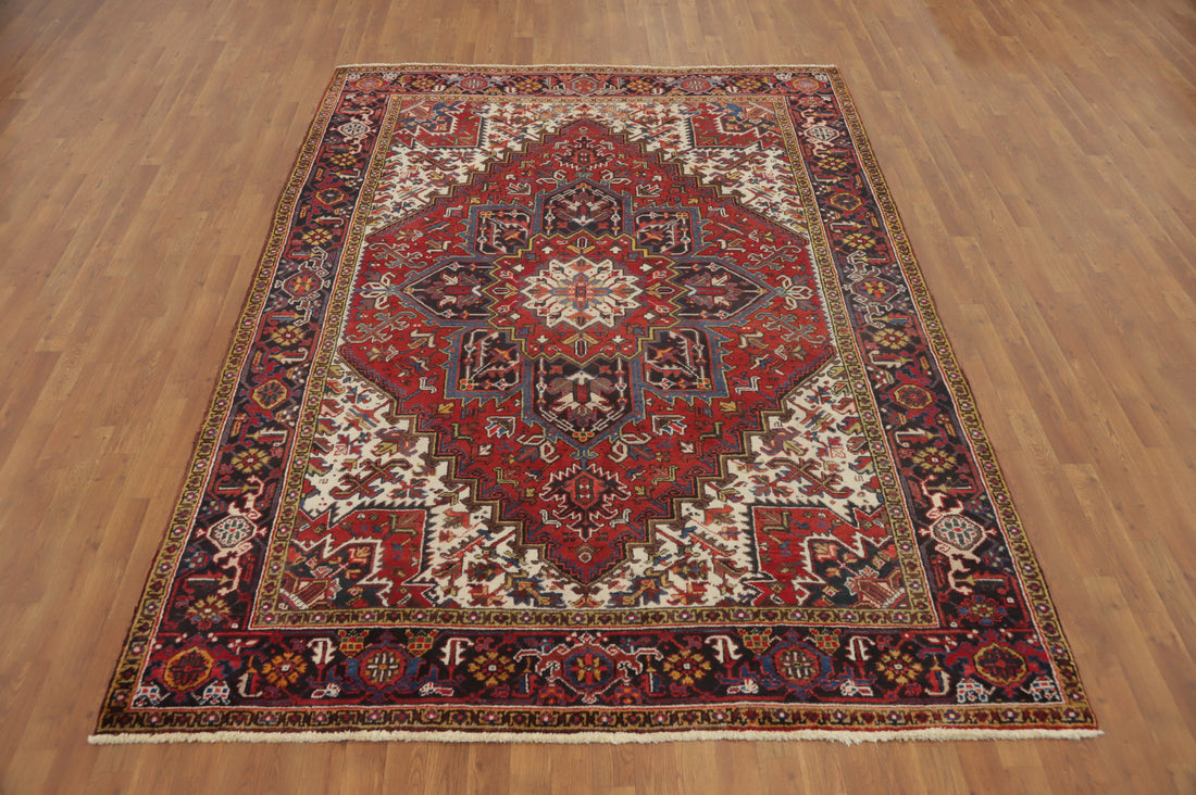 Vegetable Dye Red Heriz Persian Area Rug 7x10