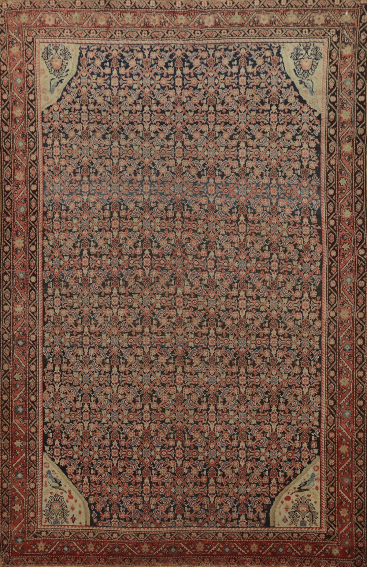 Pre-1900 Antique Vegetable Dye Malayer Persian Rug 4x6