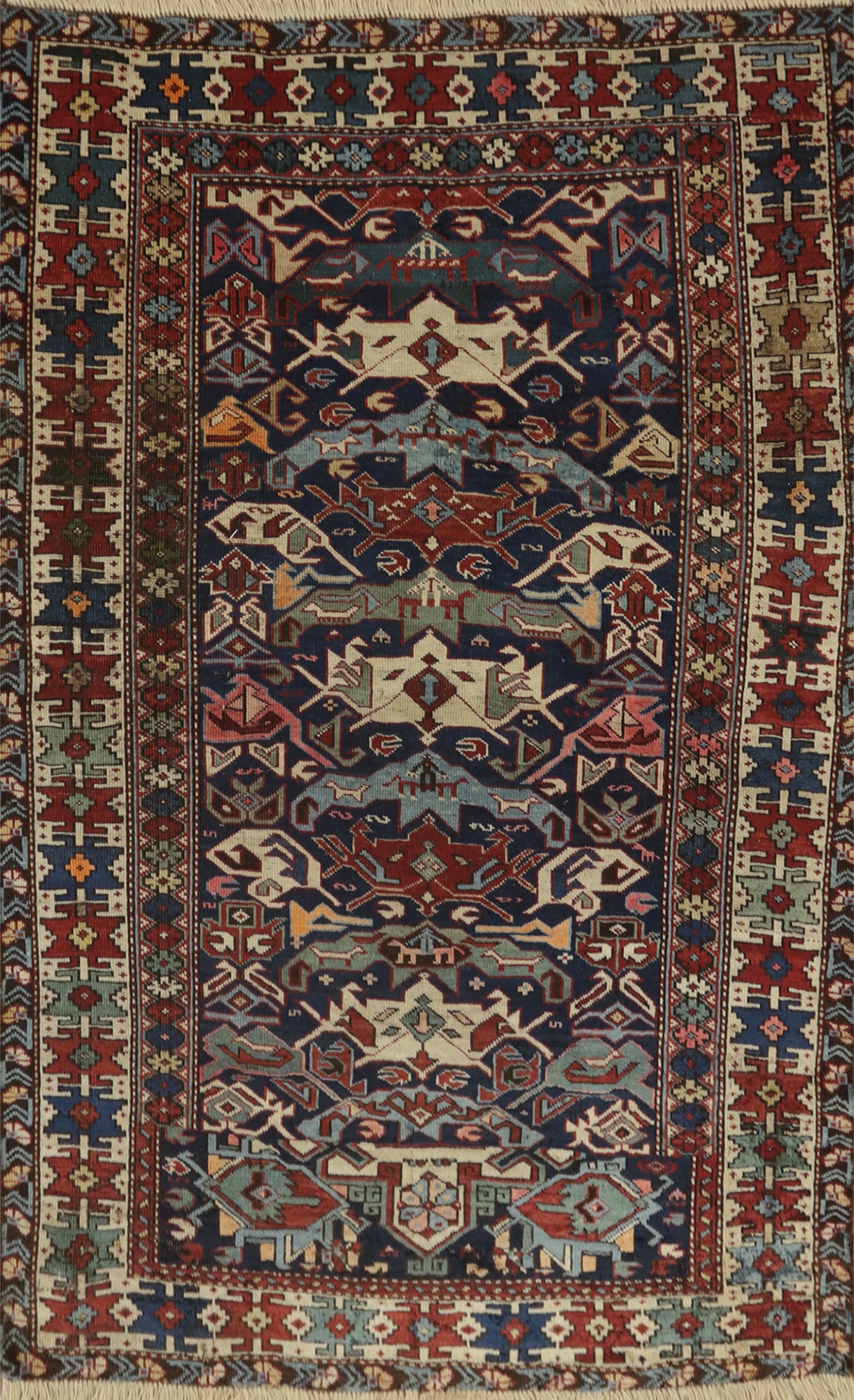 Antique Vegetable Dye Kazak Persian Rug 4x5