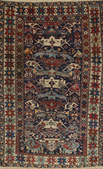 Antique Vegetable Dye Kazak Persian Rug 4x5