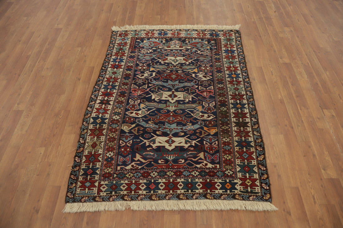Antique Vegetable Dye Kazak Persian Rug 4x5