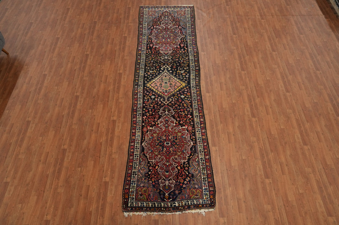 Vegetable Dye Bakhtiari Persian Runner Rug 4x15