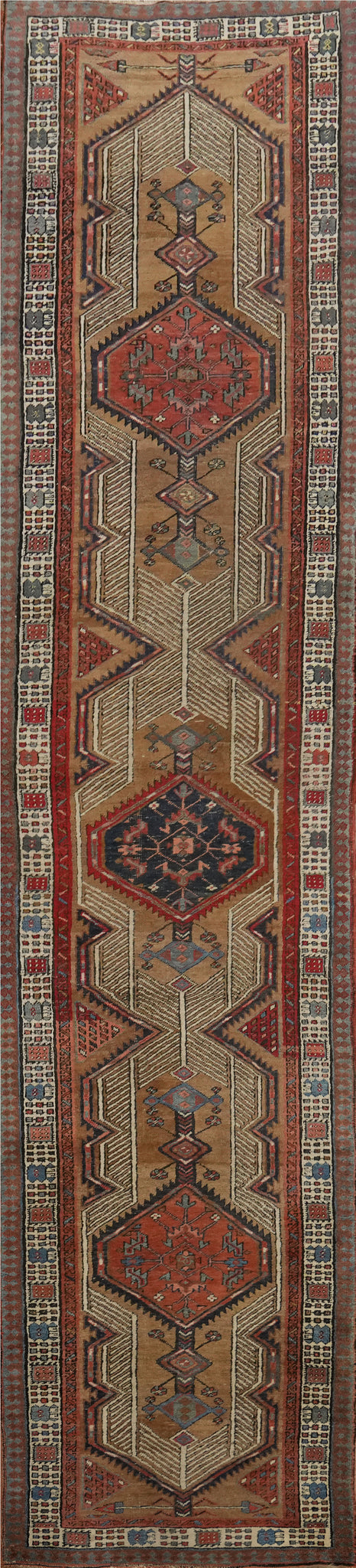 Vegetable Dye Antique Sarab Persian Runner Rug 3x16