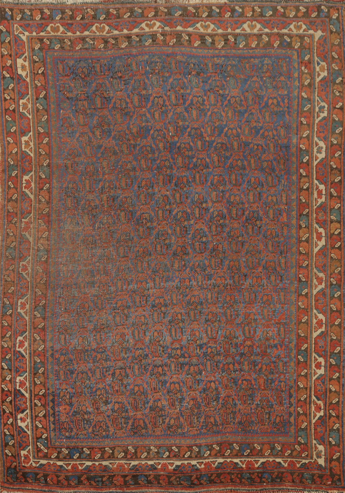 Pre-1900 Antique Vegetable Dye Bidjar Halvaei Persian Rug 4x6