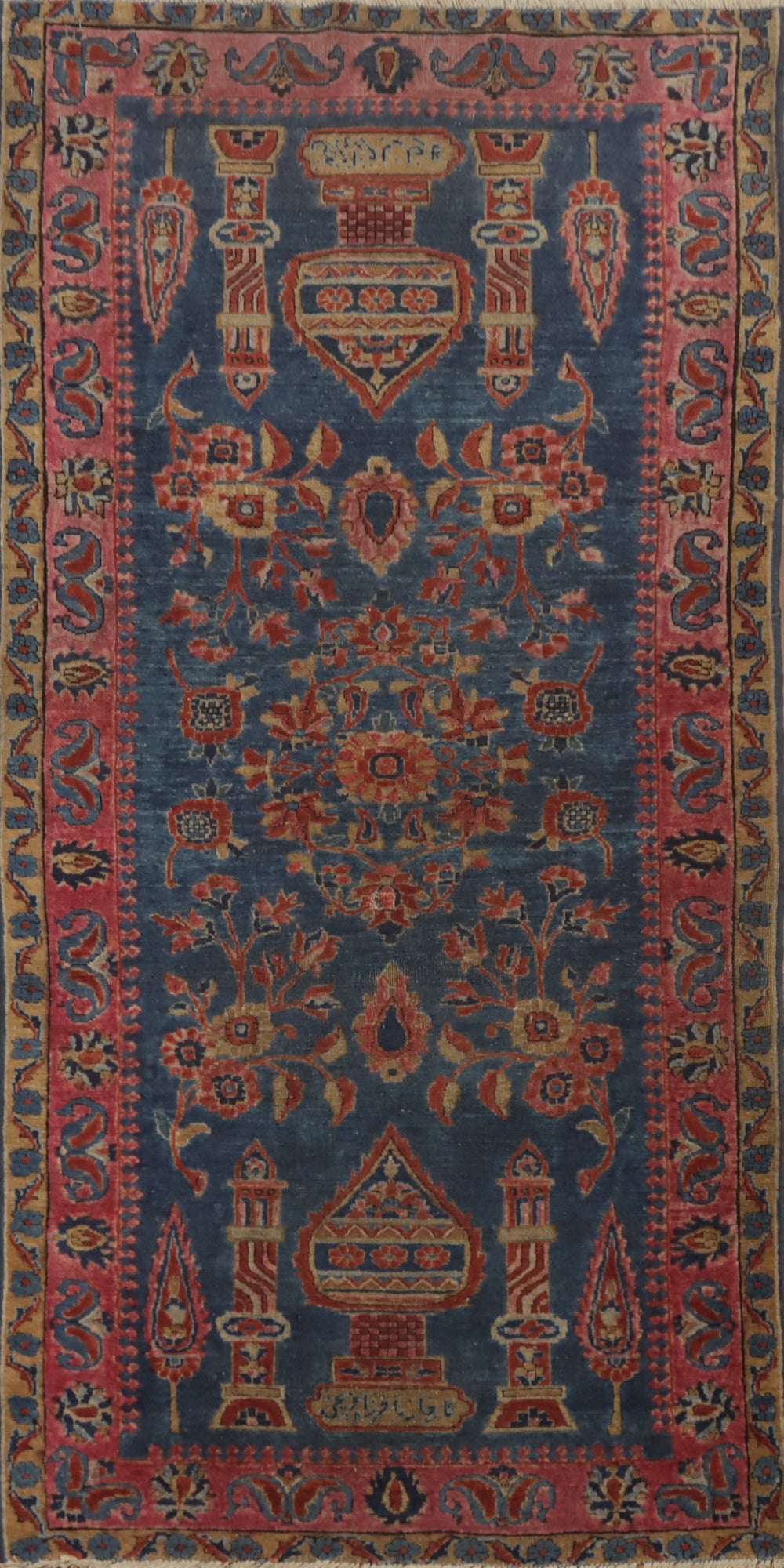 Pre-1900 Antique Vegetable Dye Kashan Persian Rug 3x6