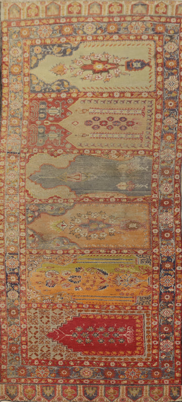 Pre-1900 Vegetable Dye Anatolian Turkish Runner Rug 3x8