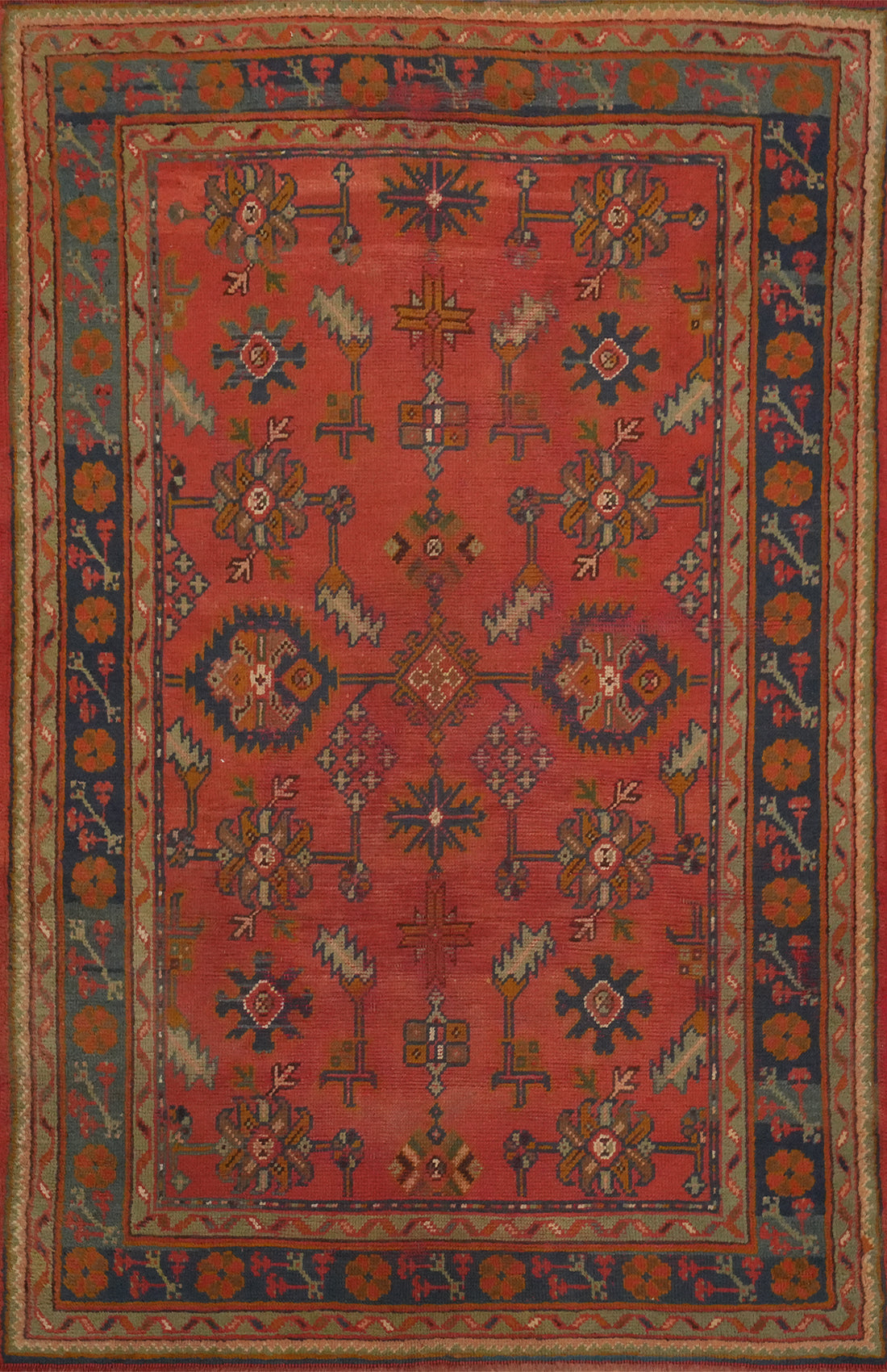 Pre-1900 Antique Oushak Vegetable Dye Area Rug 6x8