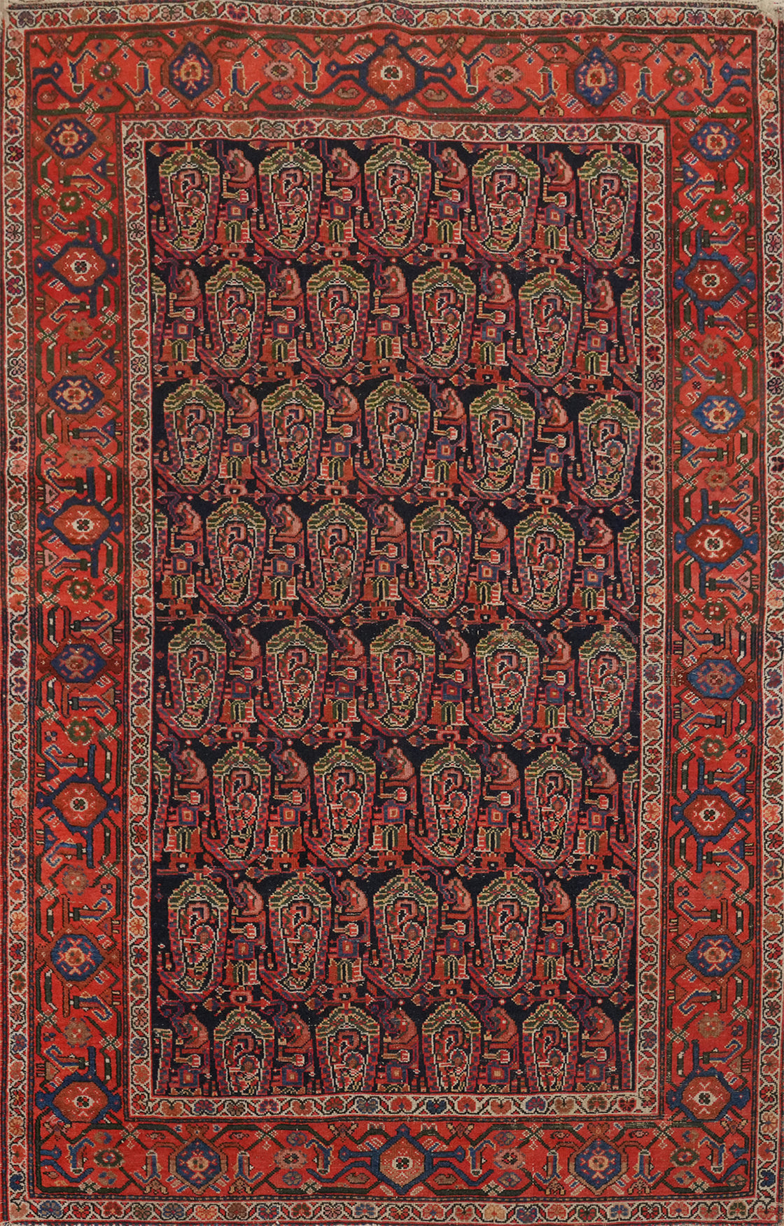 Antique Vegetable Dye Senneh Persian Rug 5x7