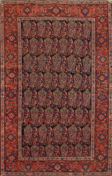 Antique Vegetable Dye Senneh Persian Rug 5x7