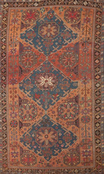 Pre-1900 Antique Sumak Vegetable Dye Area Rug 7x11