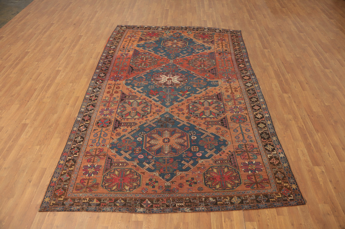 Pre-1900 Antique Sumak Vegetable Dye Area Rug 7x11