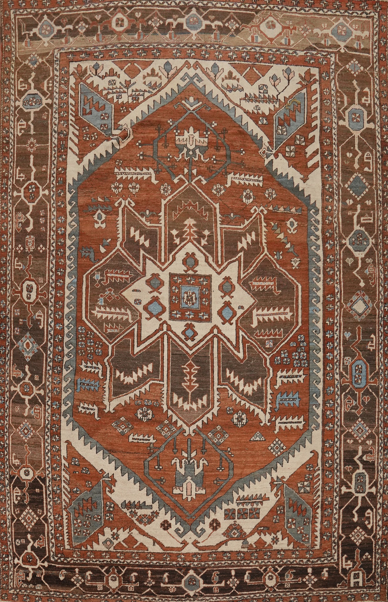 Antique Vegetable Dye Heriz Serapi Persian Area Rug 10x13