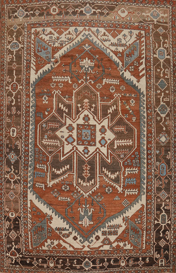 Antique Vegetable Dye Heriz Serapi Persian Area Rug 10x13
