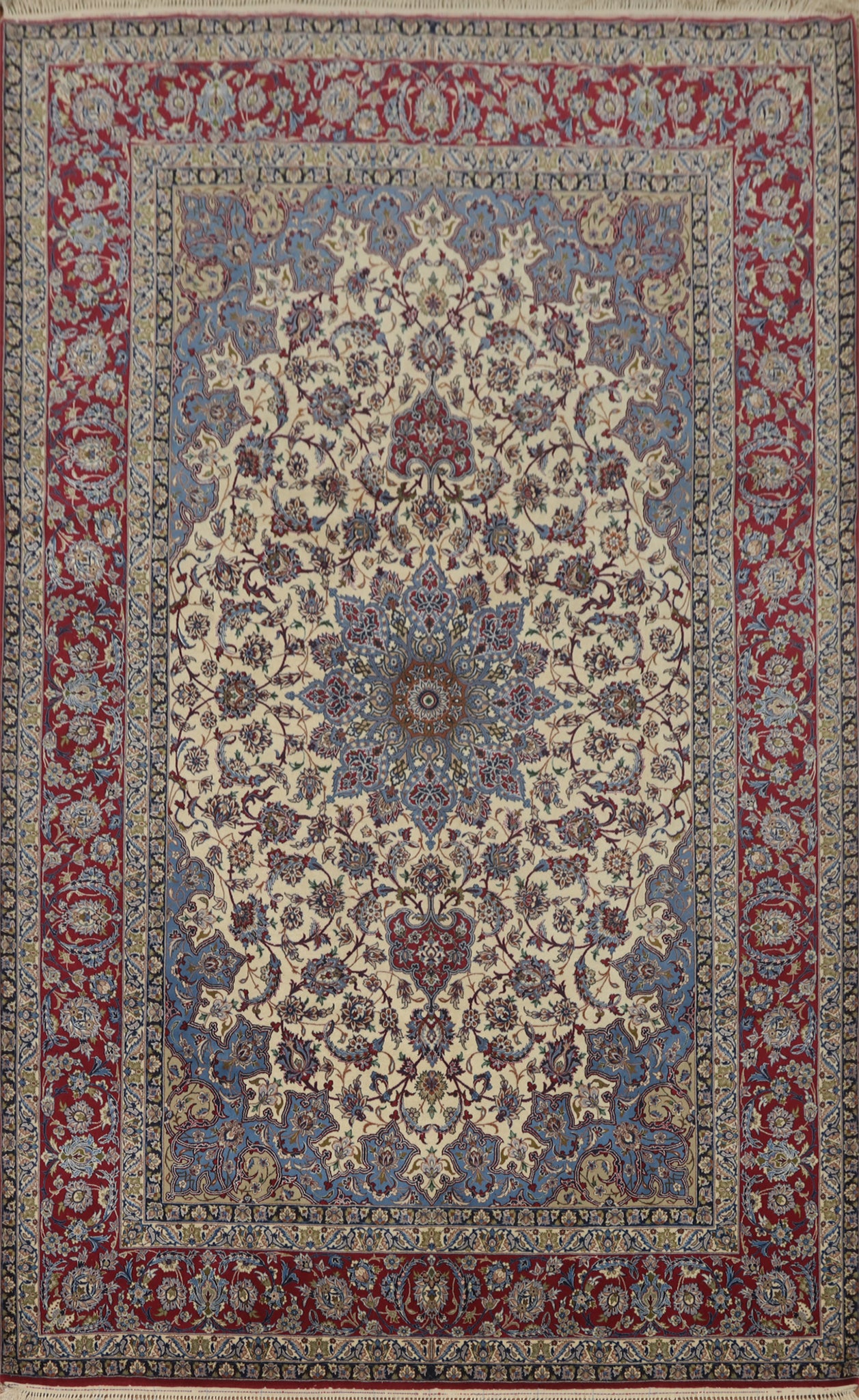 Vegetable Dye Silk Isfahan Persian Area Rug 7x11