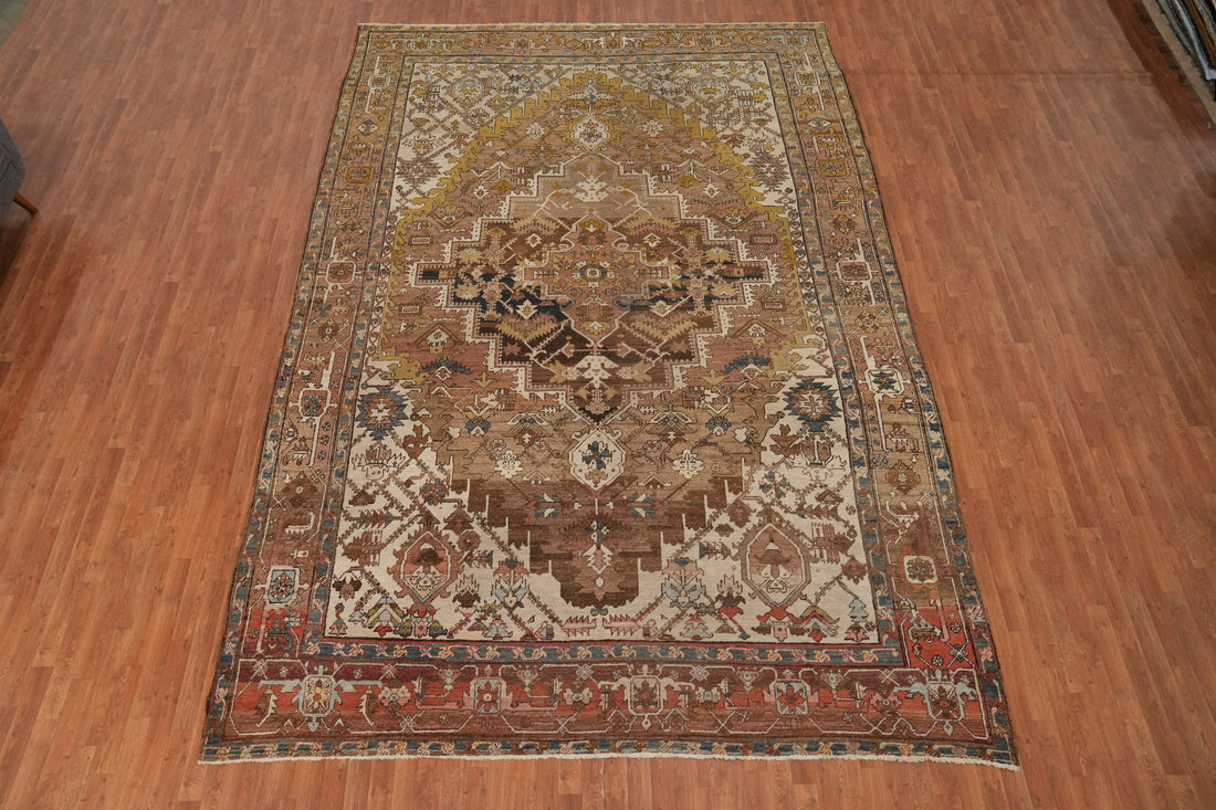 Antique Vegetable Dye Heriz Persian Large Rug 10x15