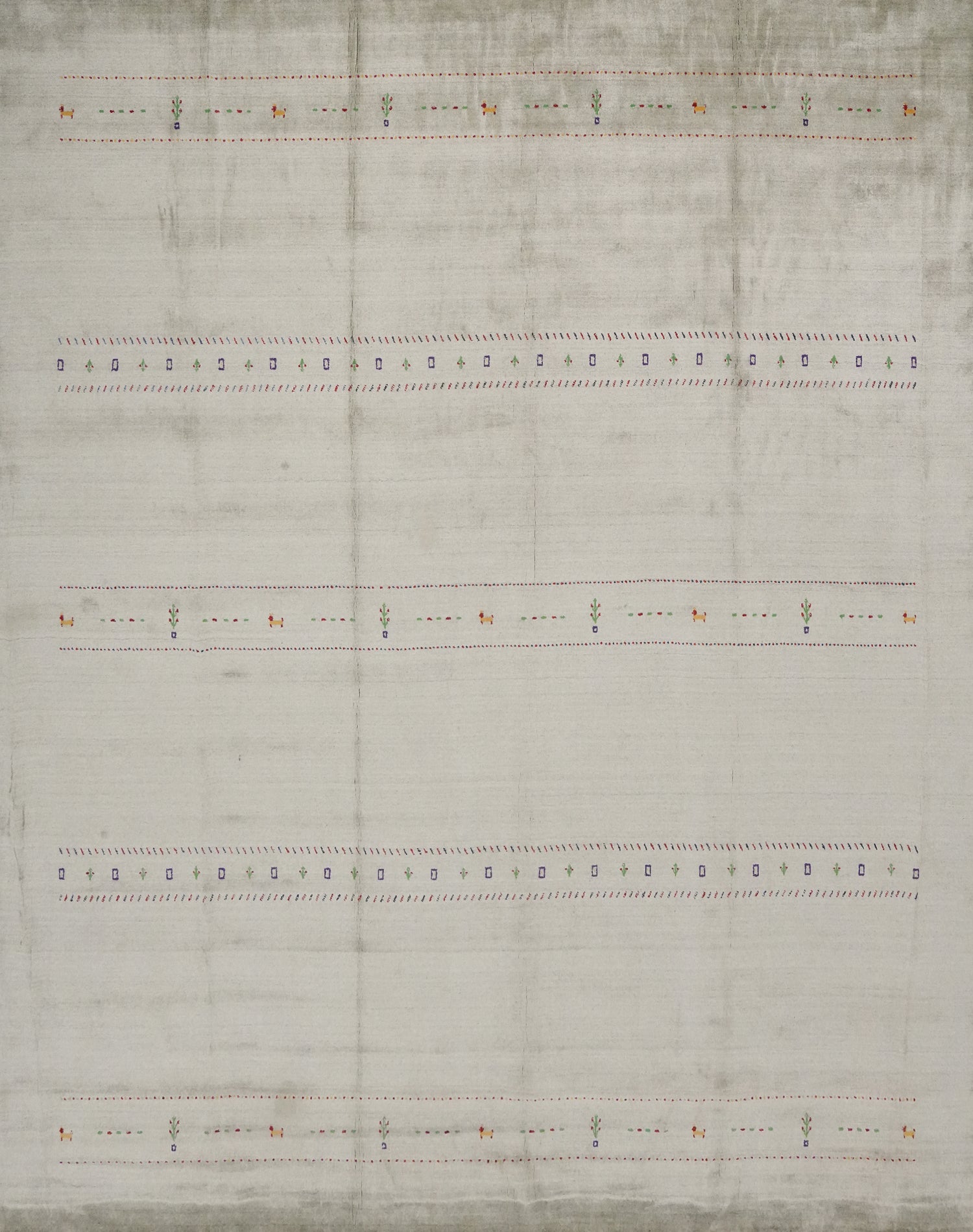 Elegant Minimalist Gabbeh Rug 12x12 with Subtle Embroidered Accents