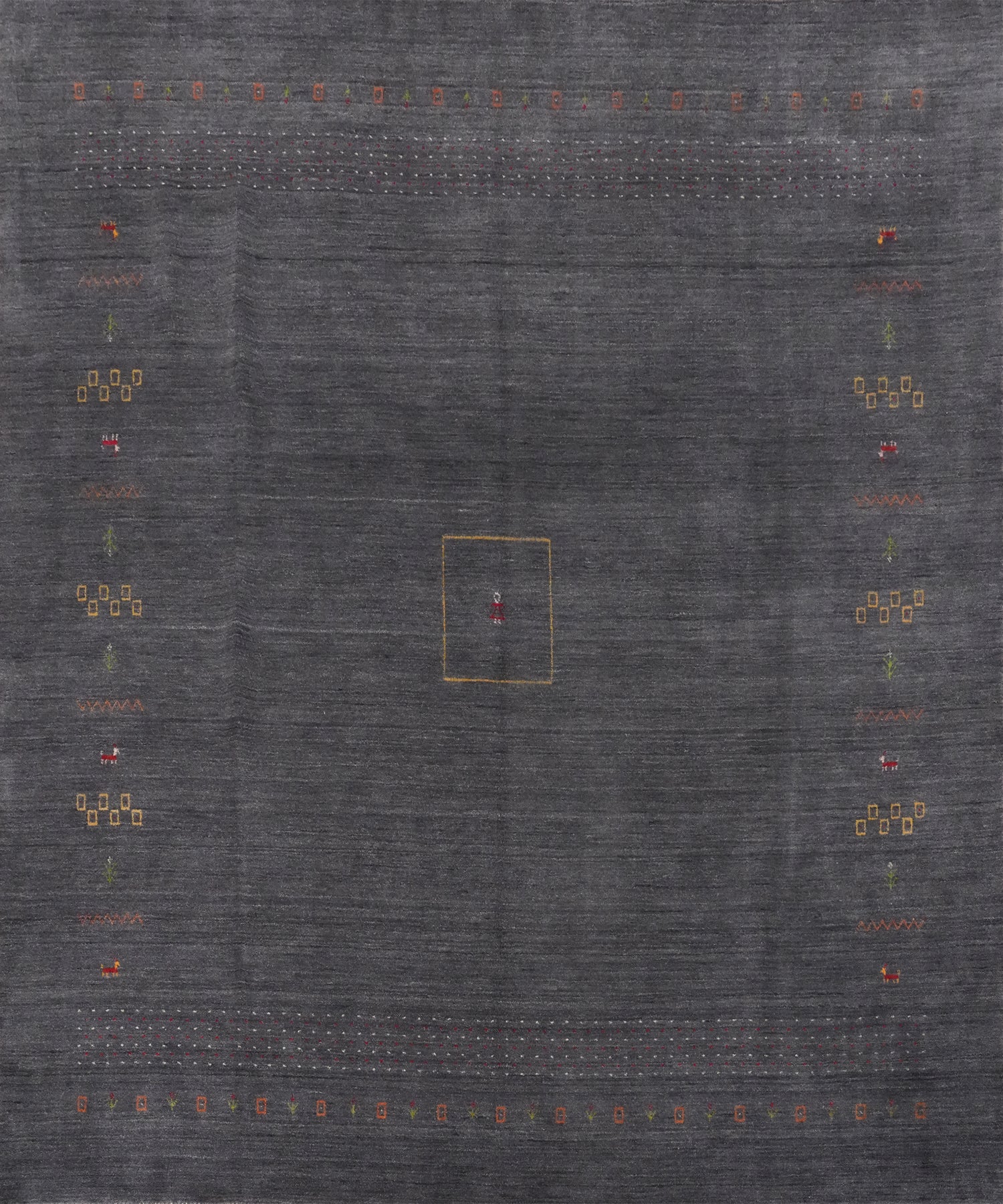 Serene Dark Wool Gabbeh Area Rug 10x10 with Delicate Tribal Patterns