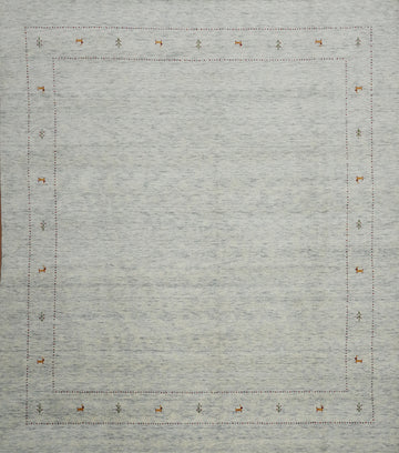 Little Animals Wool Gabbeh Square Area Rug 10x10