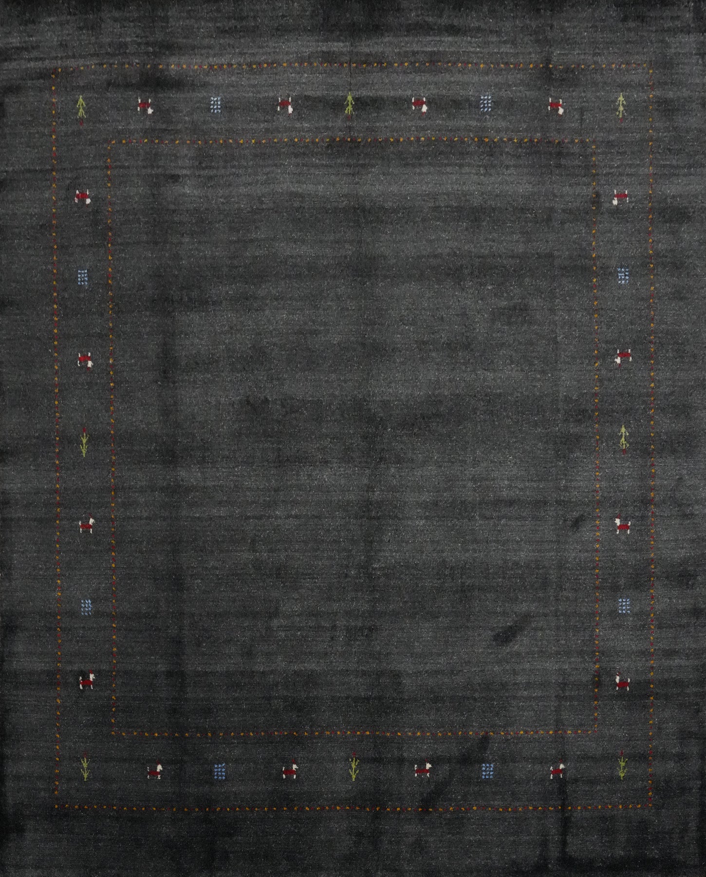 Simple Elegance Subtle Accents Charcoal Gray Gabbeh Area Rug 8x8