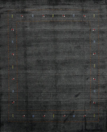 Simple Elegance Subtle Accents Charcoal Gray Gabbeh Area Rug 8x8