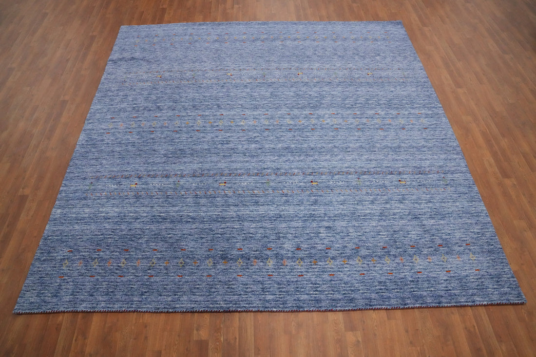 Chic Blue Gabbeh Rug 10x10 with Delicate Accents for Stylish Homes