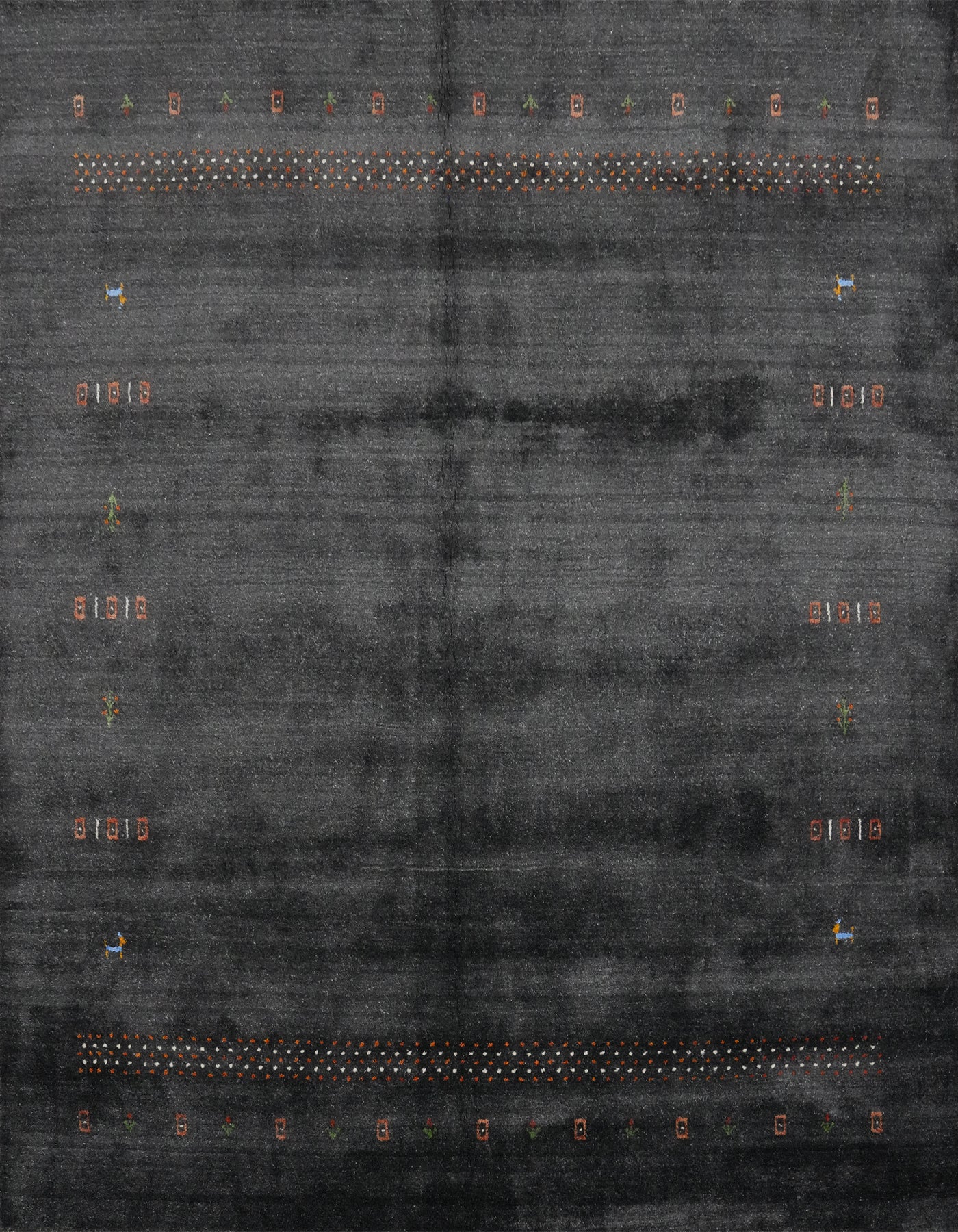 Elegant Dark Gray Gabbeh Rug 8x8 Featuring Minimalist Accents