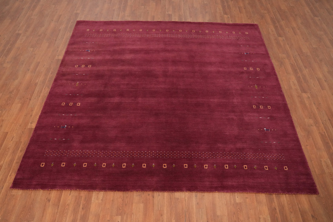 Versatile Deep Red Gabbeh Area Rug 8x8 Perfect for Cozy Interiors