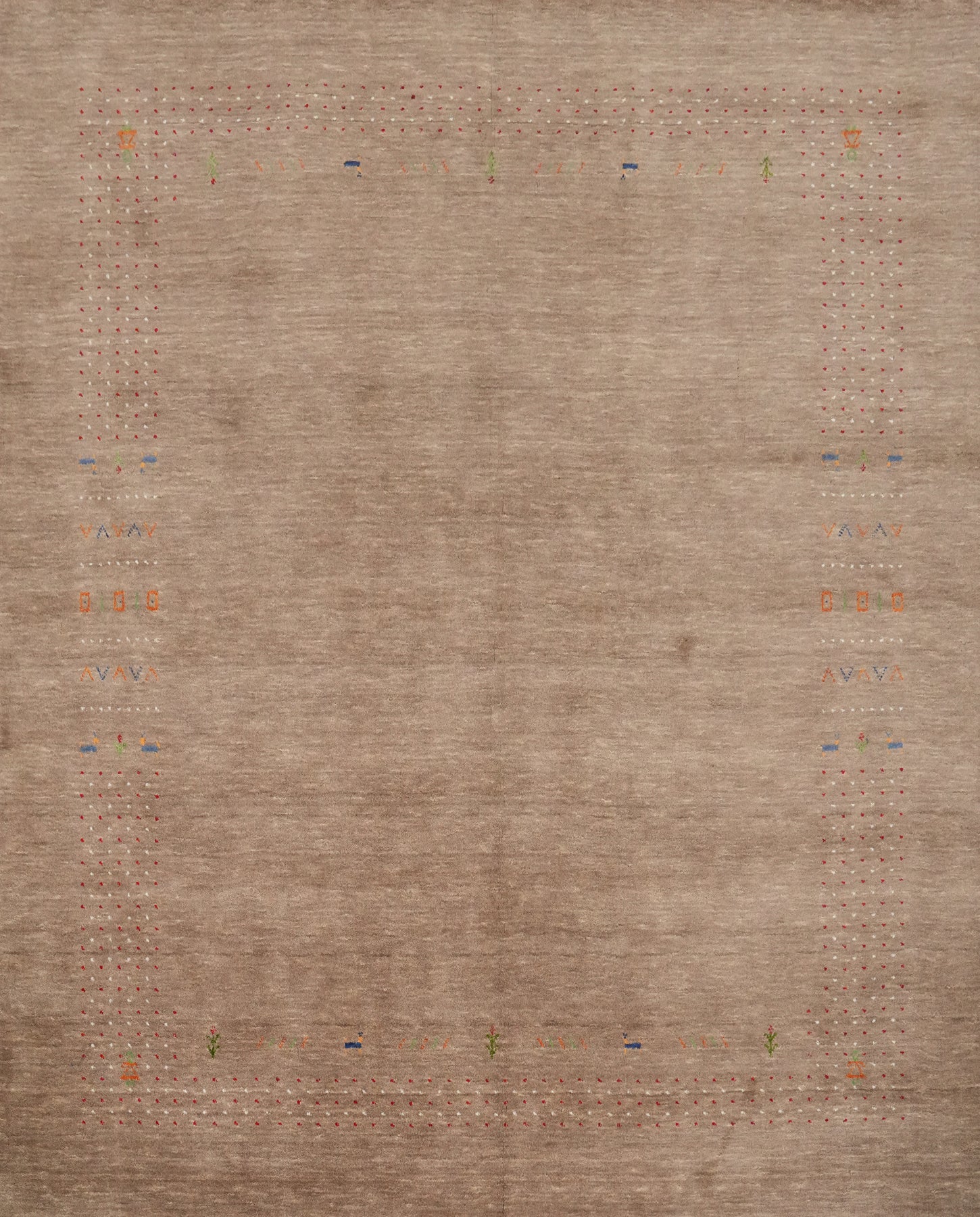 Handcrafted Gabbeh Area Rug 8x8 with Intricate Border Accents