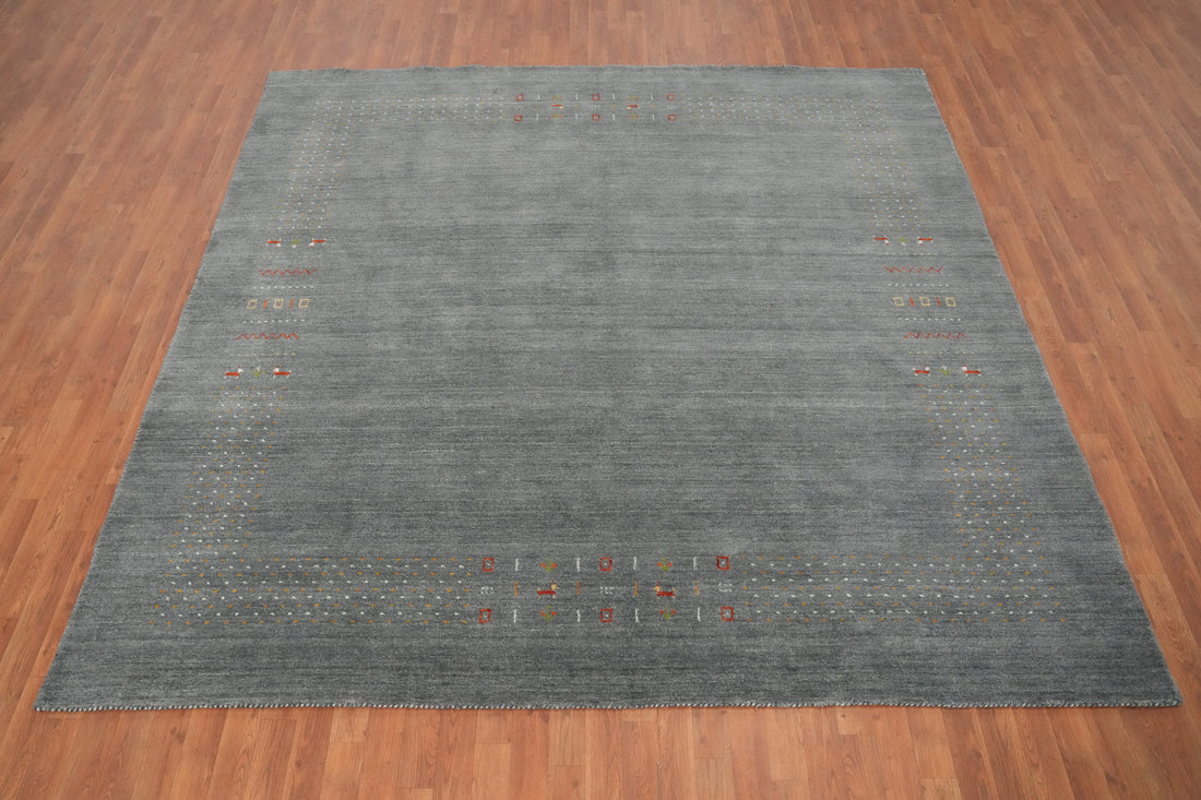 Chic Grey Gabbeh Rug 9x9 with Intricate Patterns Ideal for Any Living Space