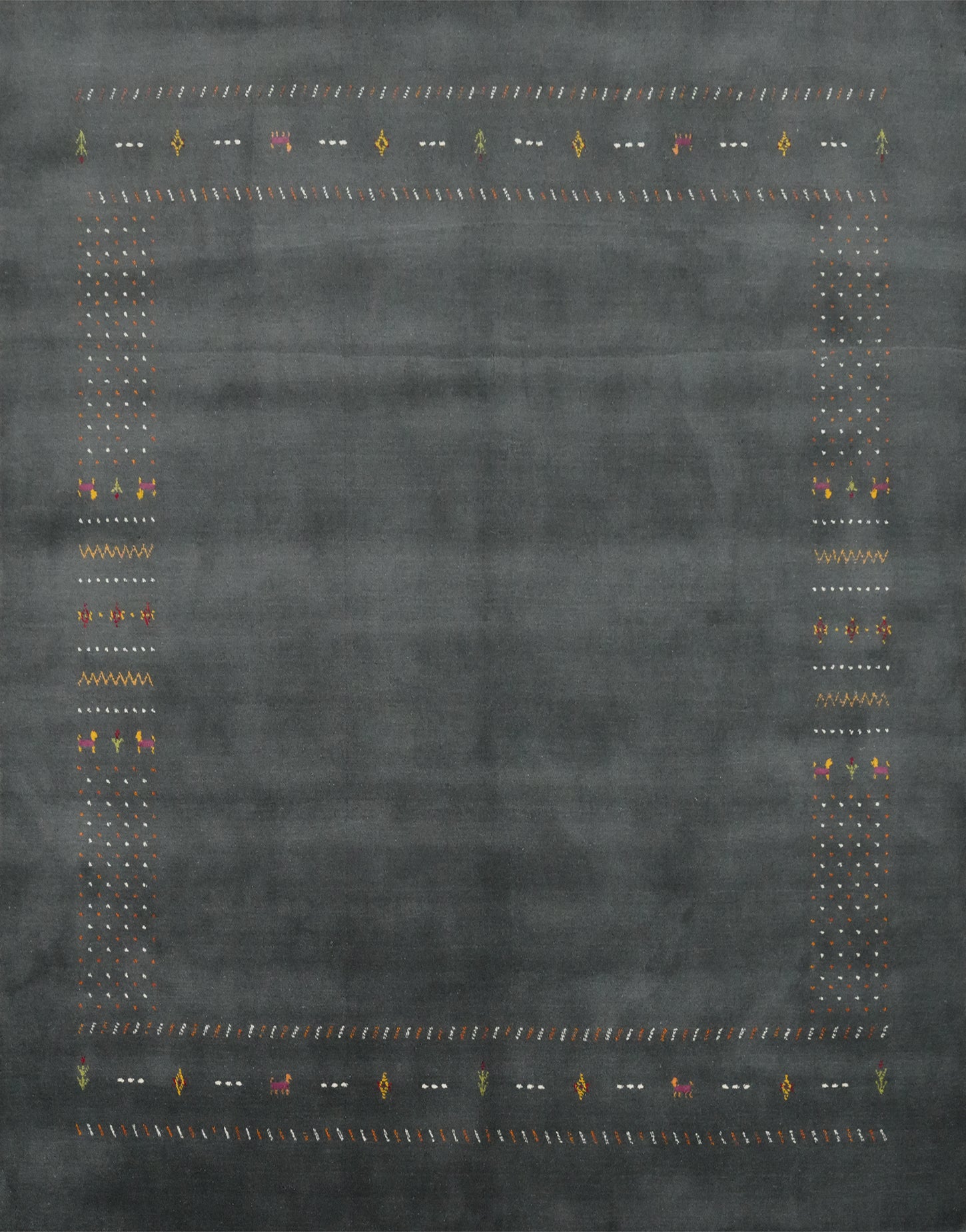 Charcoal Wool Gabbeh Square Area Rug 8x8