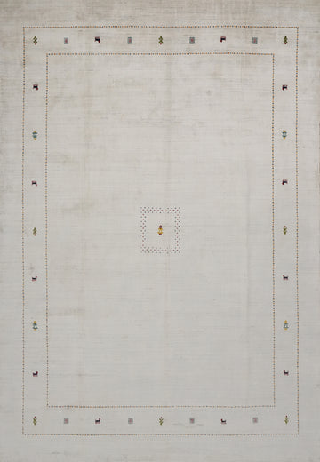 Neutral Gabbeh Large Rug 9x12 with Simple Patterns for a Relaxed Ambiance