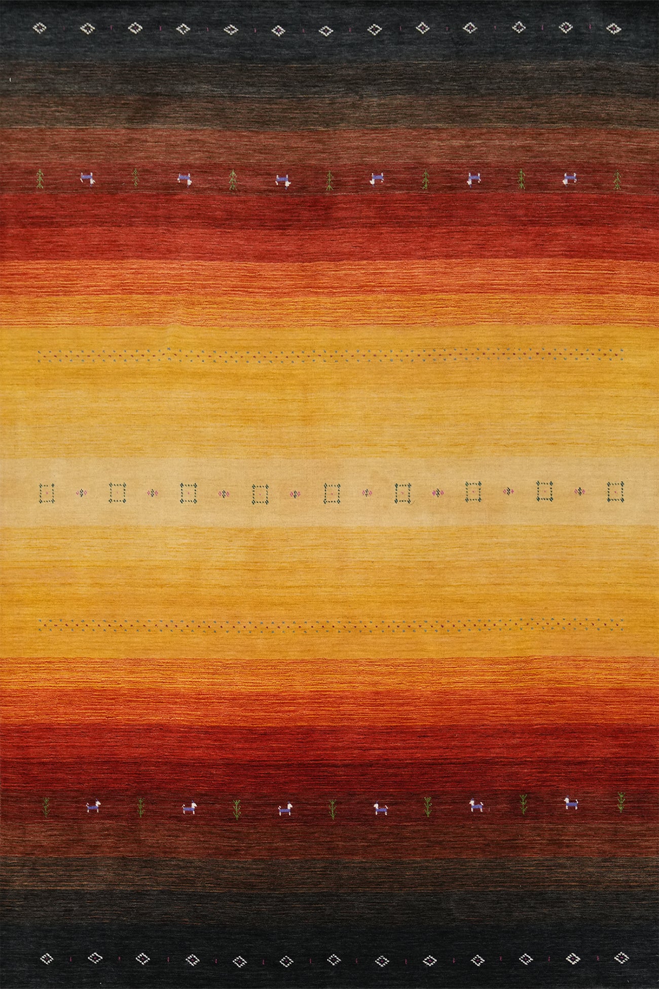 Striped Wool Colorful Gabbeh Area Rug 8x11
