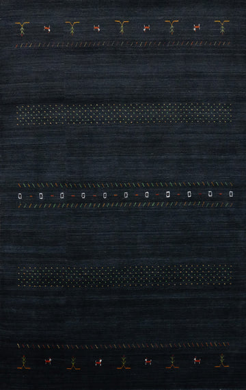 Dark Blue Tribal Gabbeh Handmade Area Rug 6x9
