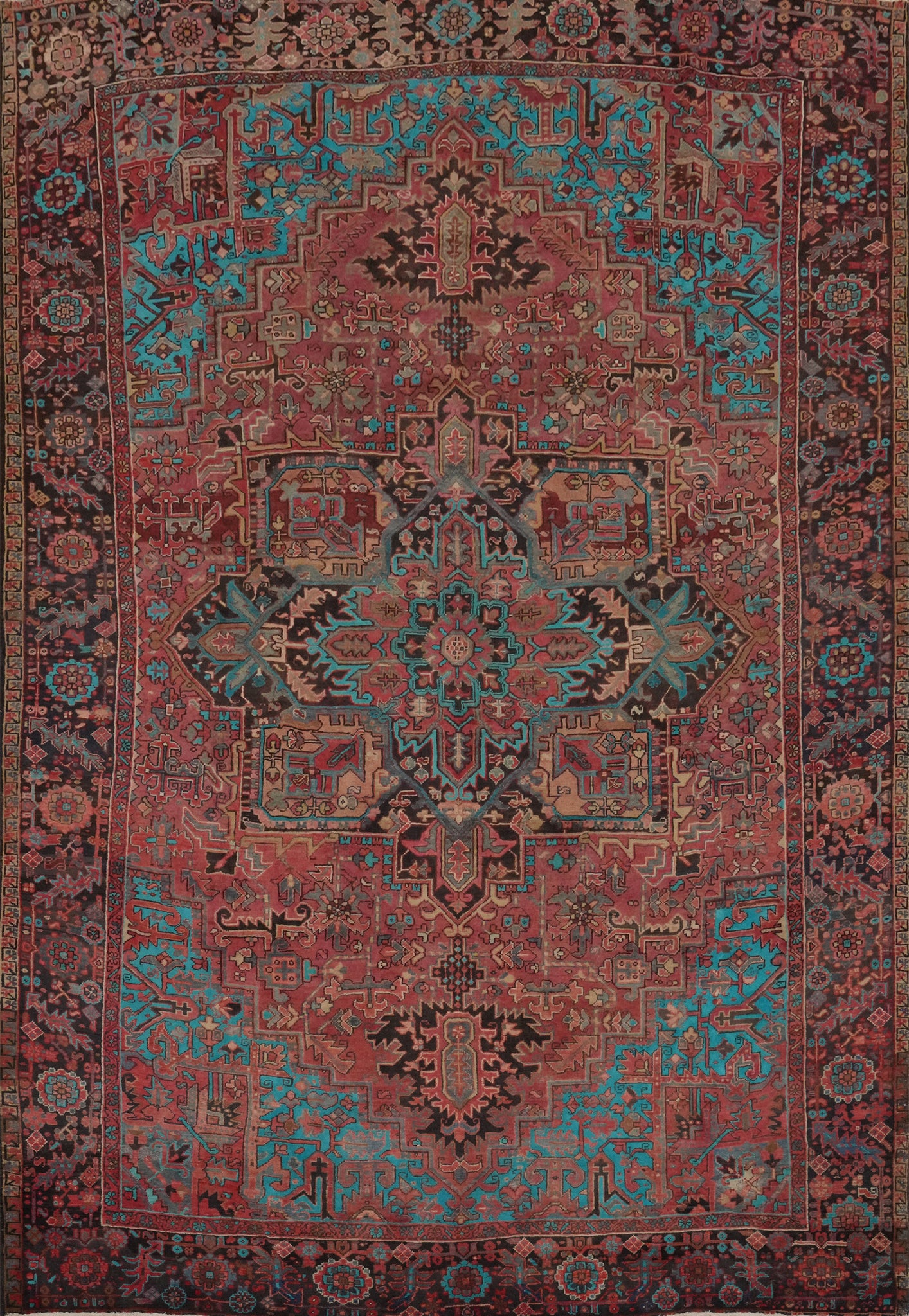 Vintage Geometric Heriz Persian Area Rug 10x13