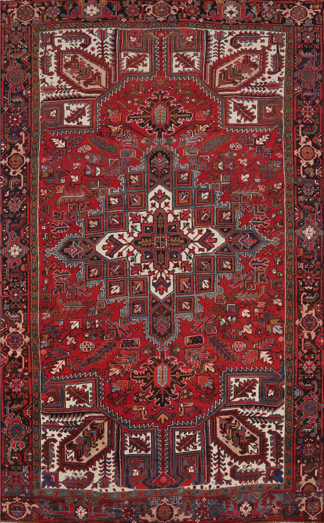 Vegetable Dye Red Heriz Persian Area Rug 7x11