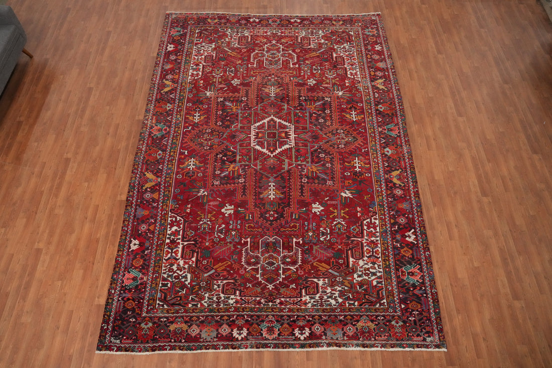 Large Handmade Heriz Vegetable Dye Persian Rug 9x14