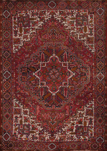 Red Wool Heriz Persian Vegetable Dye Large Rug 10x13
