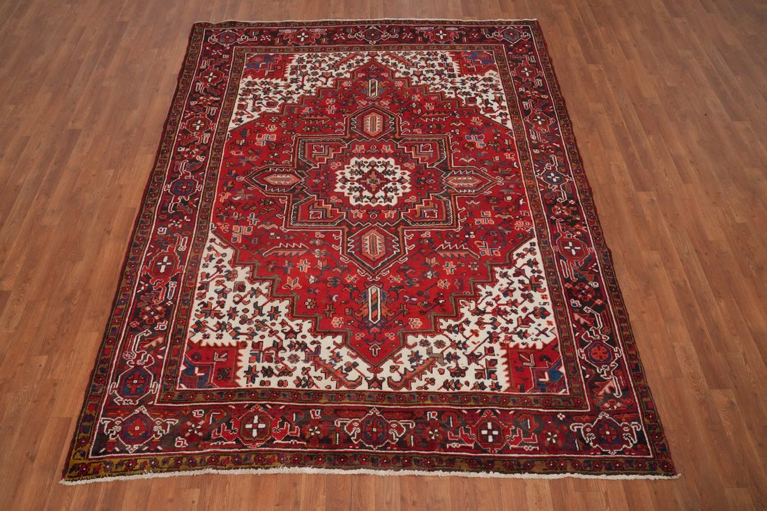 Vegetable Dye Red Heriz Persian Area Rug 7x9