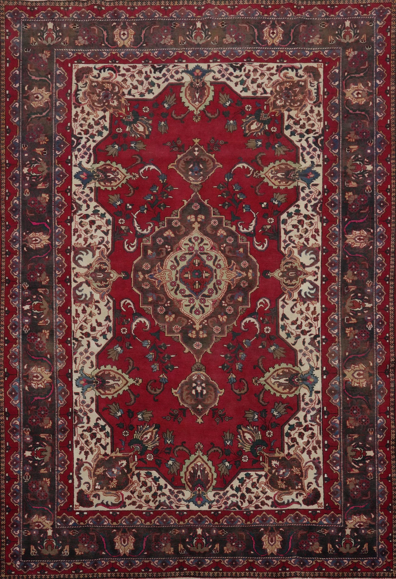 Vintage Red Wool Heriz Persian Area Rug 8x11
