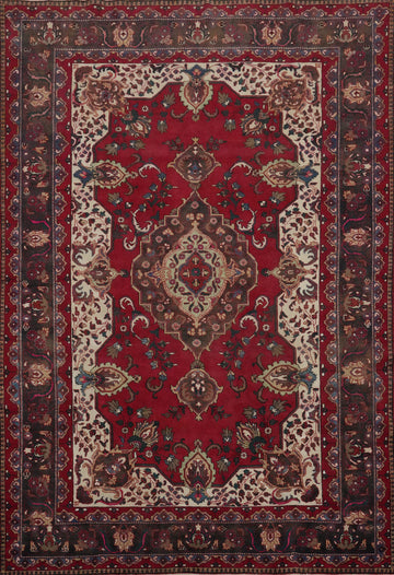 Vintage Red Wool Heriz Persian Area Rug 8x11