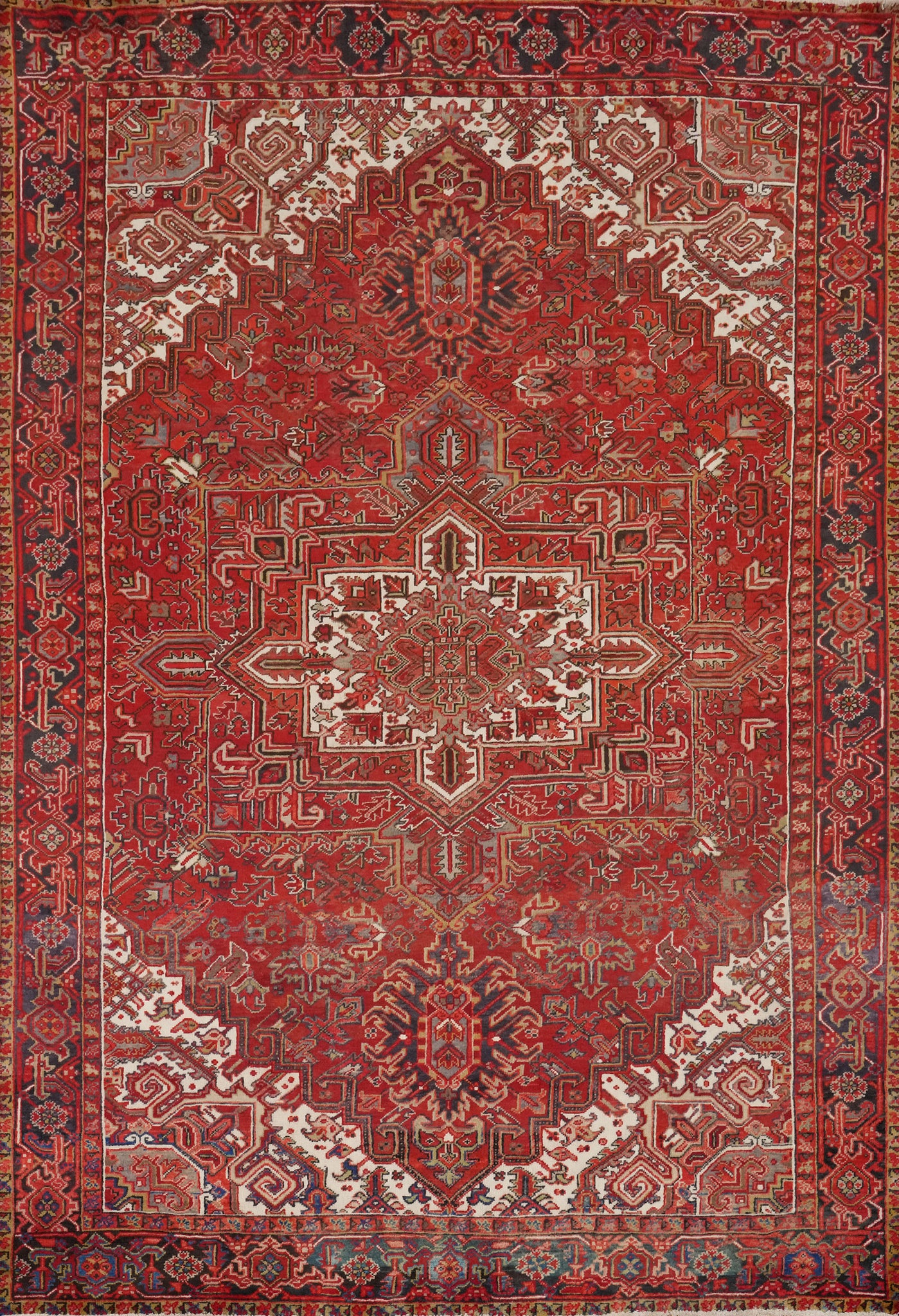 Red Geometric Heriz Vegetable Dye Persian Area Rug 8x11