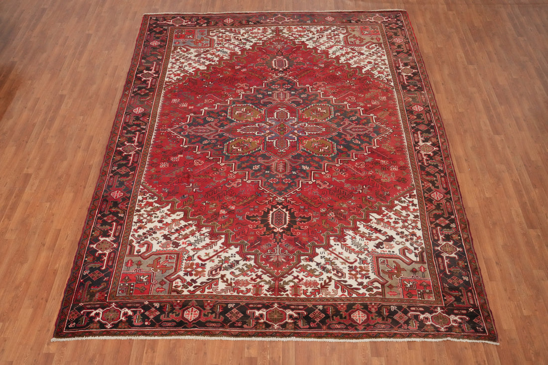 Red Wool Vegetable Dye Heriz Persian Large Rug 10x13