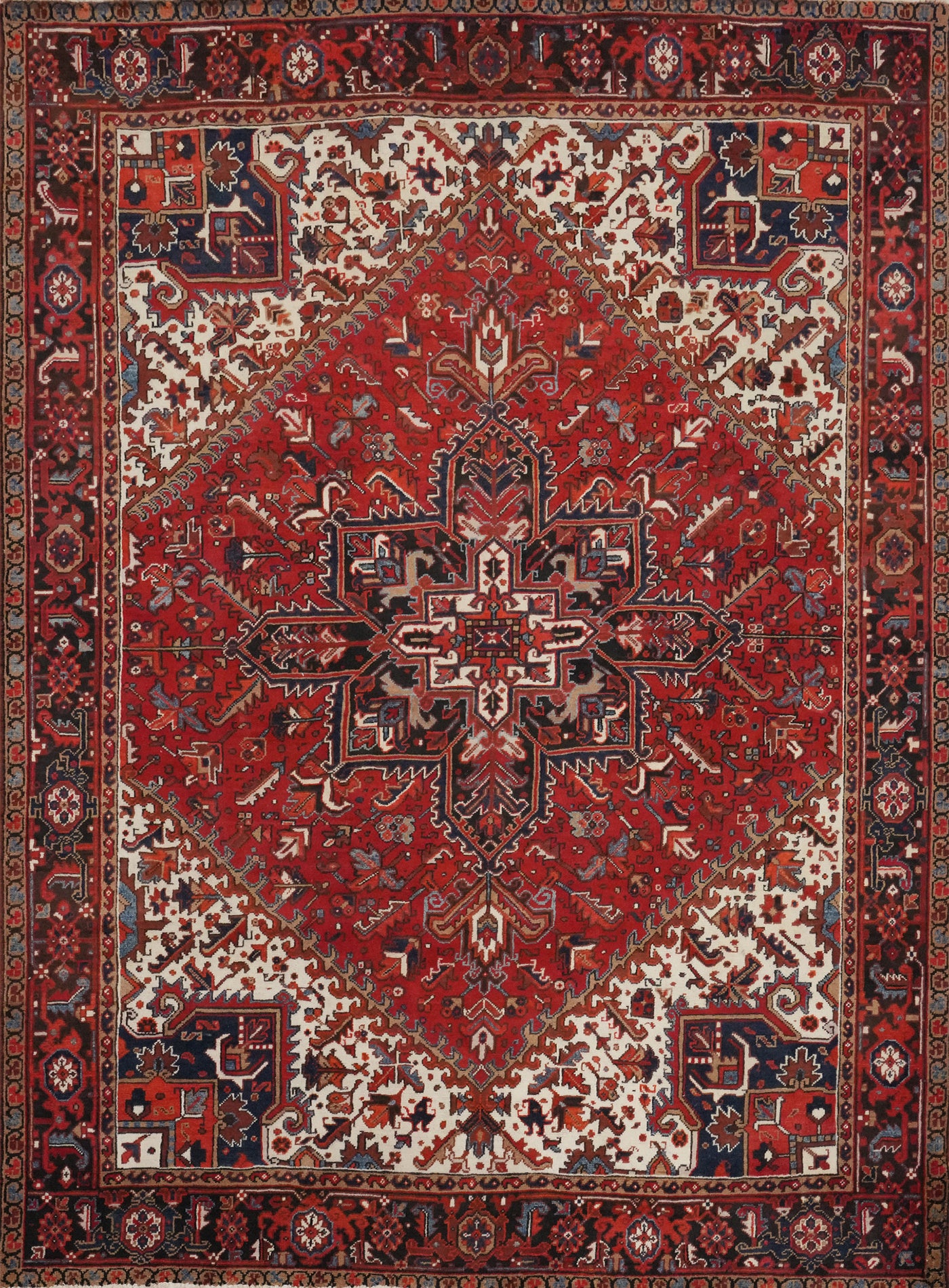 Red Geometric Heriz Vegetable Dye Persian Area Rug 8x10
